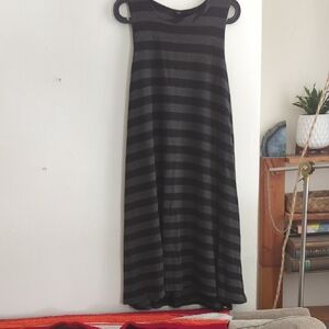 Black and Gray Striped Sleeveless Dress
